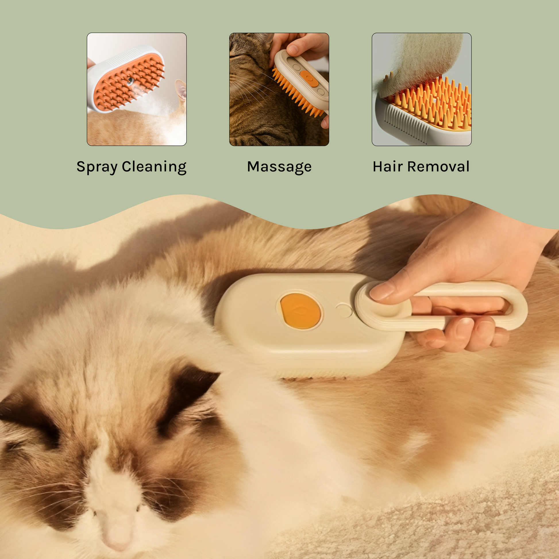 HydroGroom Steam Brush for Cats