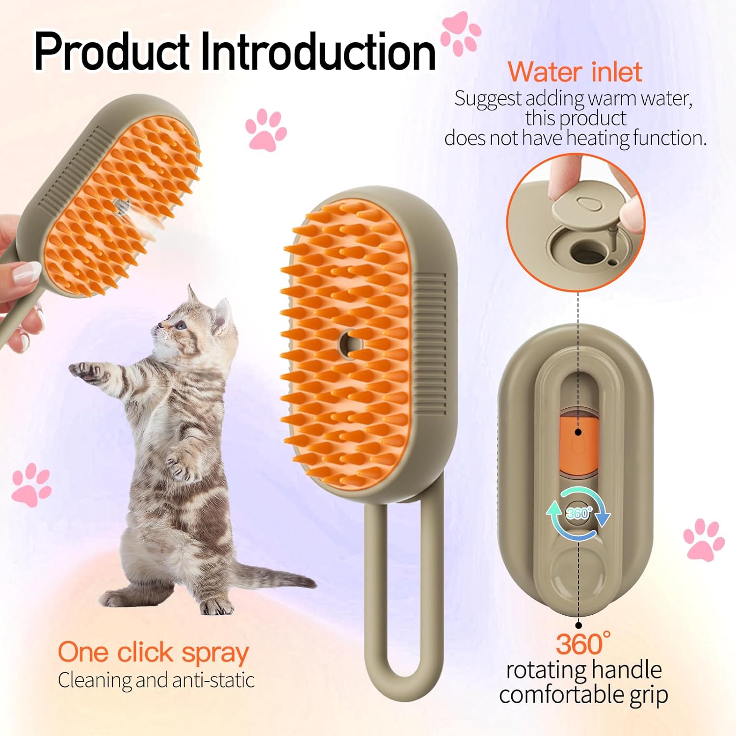 HydroGroom 4-in-1 Steam Pet Brush Information