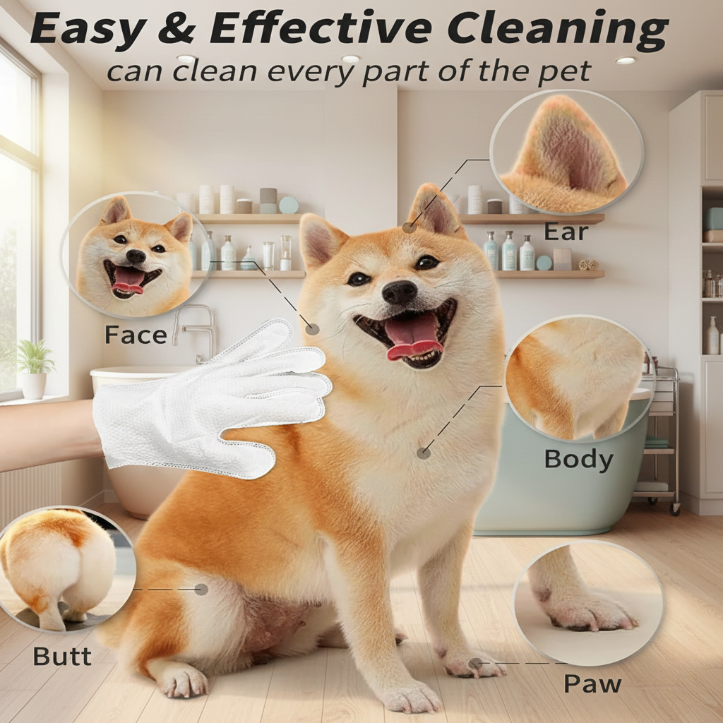 Pet Glove Wipes for Dogs & Cats