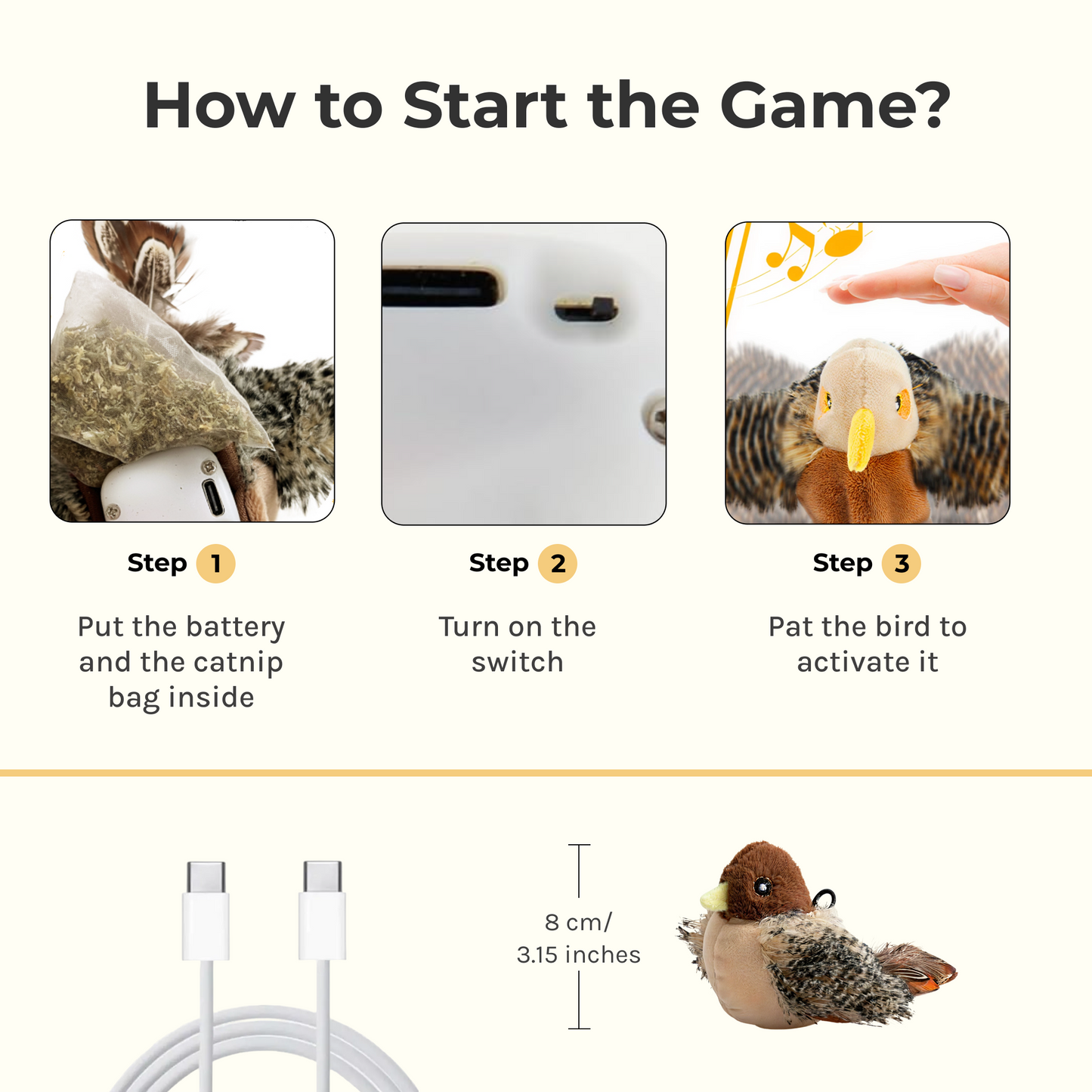interactive bird sparrow cat toy